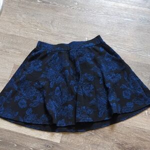 Floral Blue and Black Women's Skirt